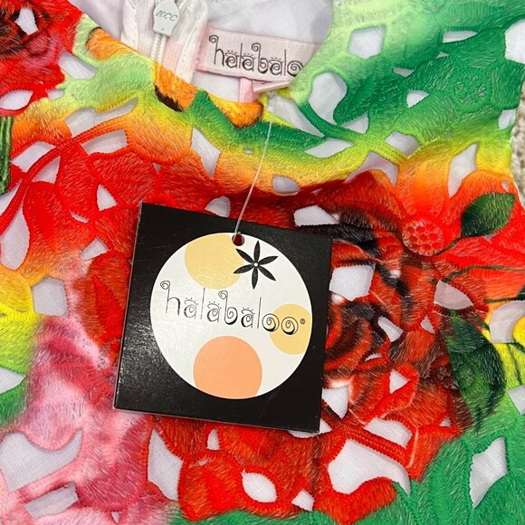 Halabaloo Girls Rainbow Floral Laser-Cut Dress 6X Polyester Cotton Blend Bow Acc - Picture 6 of 6